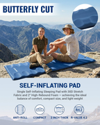 Self-Inflating Sleeping Pad with R-Value 4.2, Anti-Rollover Camping Mattress