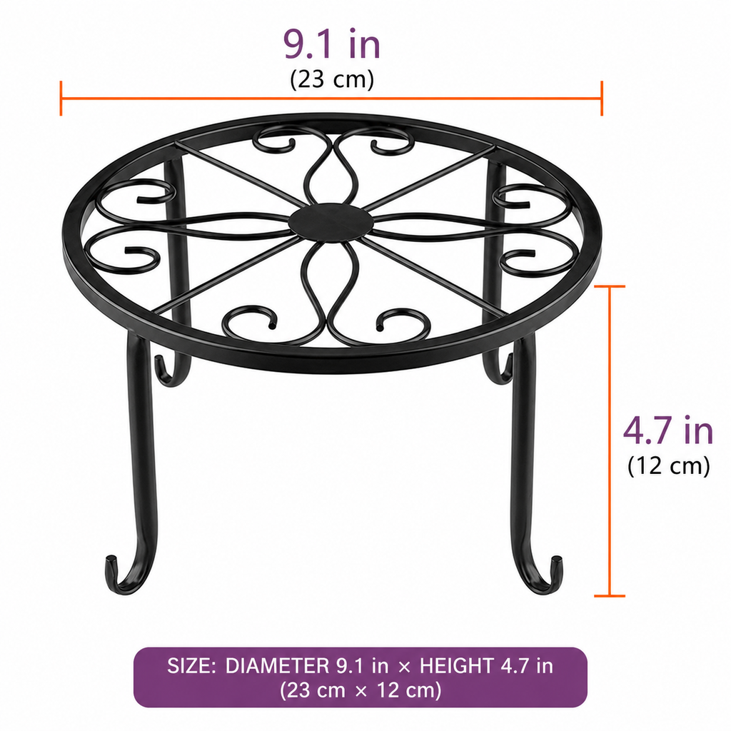 Round Cast Iron Plant Stand for Indoor and Outdoor Flower Pots