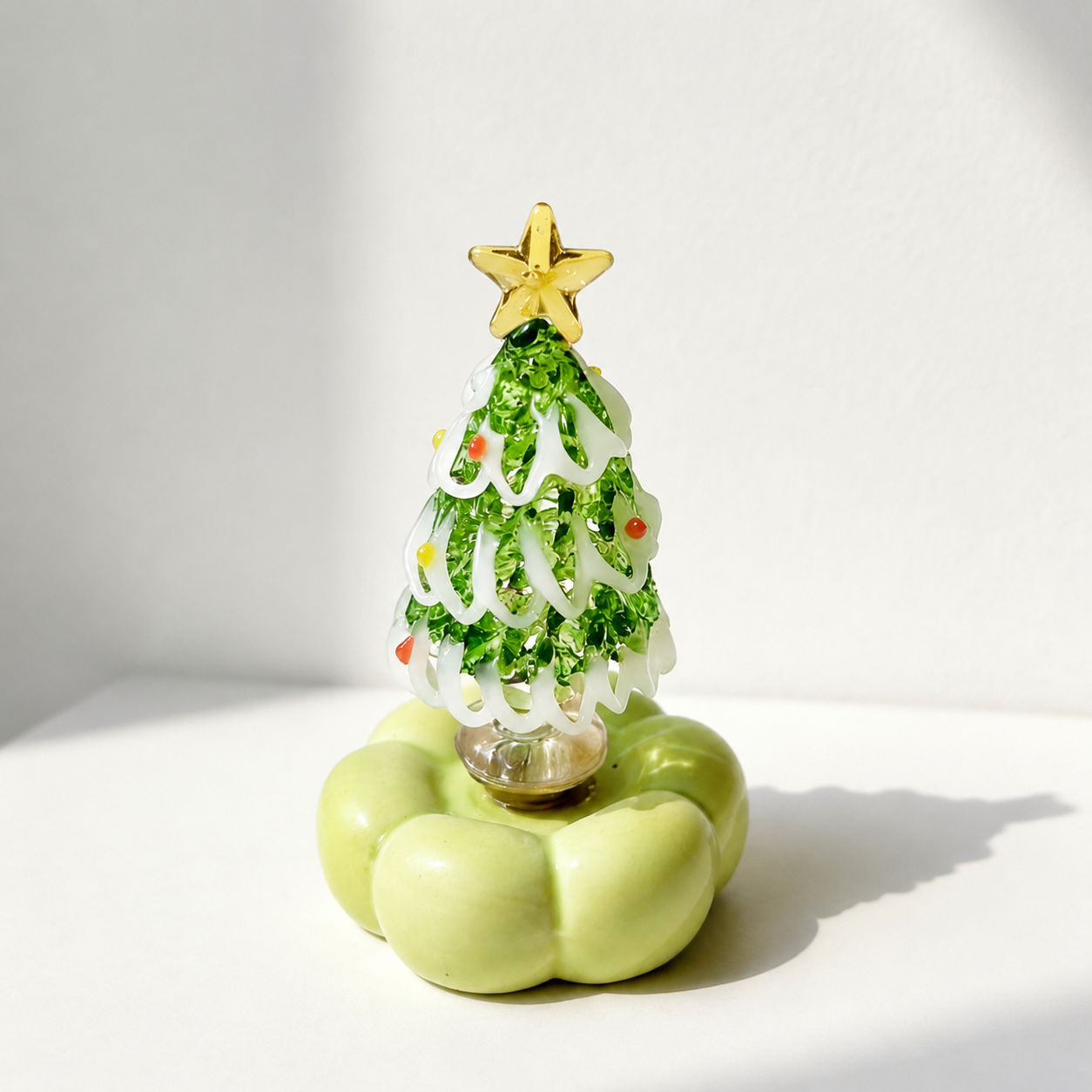 Handmade Jingdezhen Glazed Christmas Tree Decoration with Rotating Design