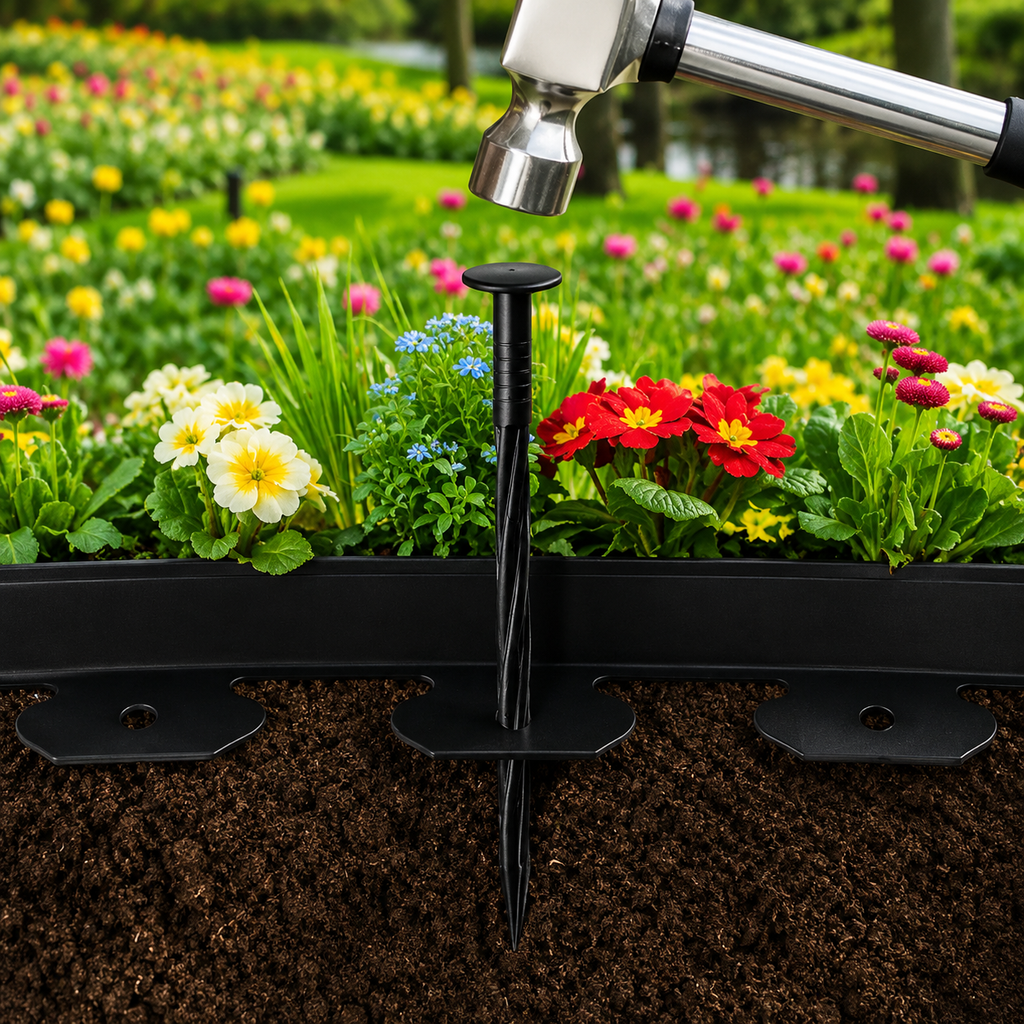 Flexible Garden Edging Border With 30 Spikes For Yards And Pathway