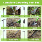6-Piece Garden Tool Set with Green Handles for Home Gardening