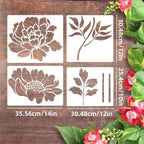 6-Piece Flower Stencil Set, Reusable Floral Templates for Garden Painting