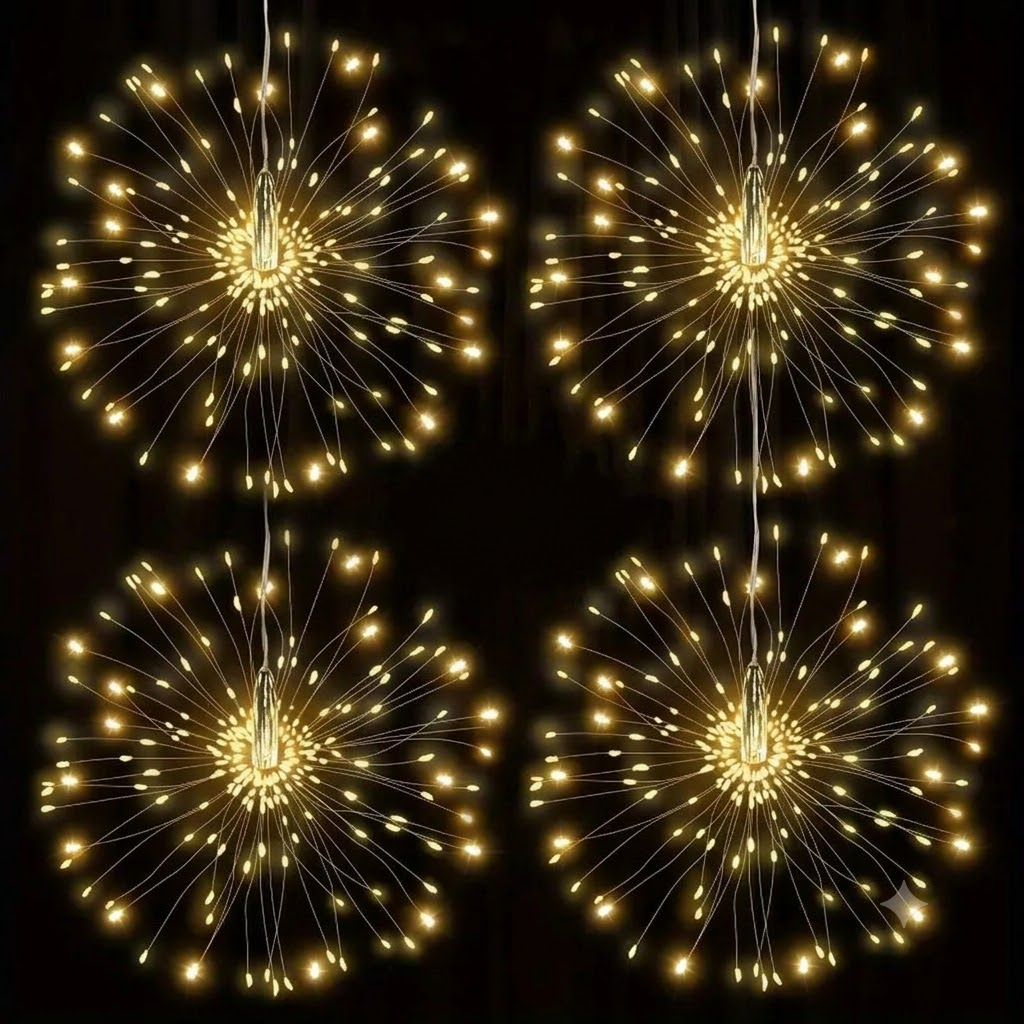 Solar Firework Lights Outdoor, Set of 4 Solar Garden Lights with 240 LEDs and Remote