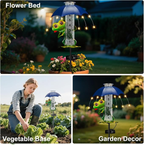 Rain Gauge Outdoor - Frog Rain Gauge with LED Solar Lights, Metal Water Gauge for Yard Garden Decor