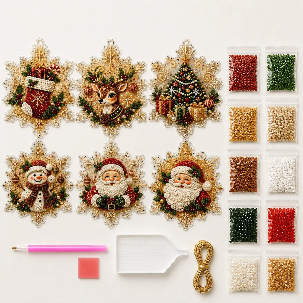6-Piece Christmas Diamond Painting Ornament Kit