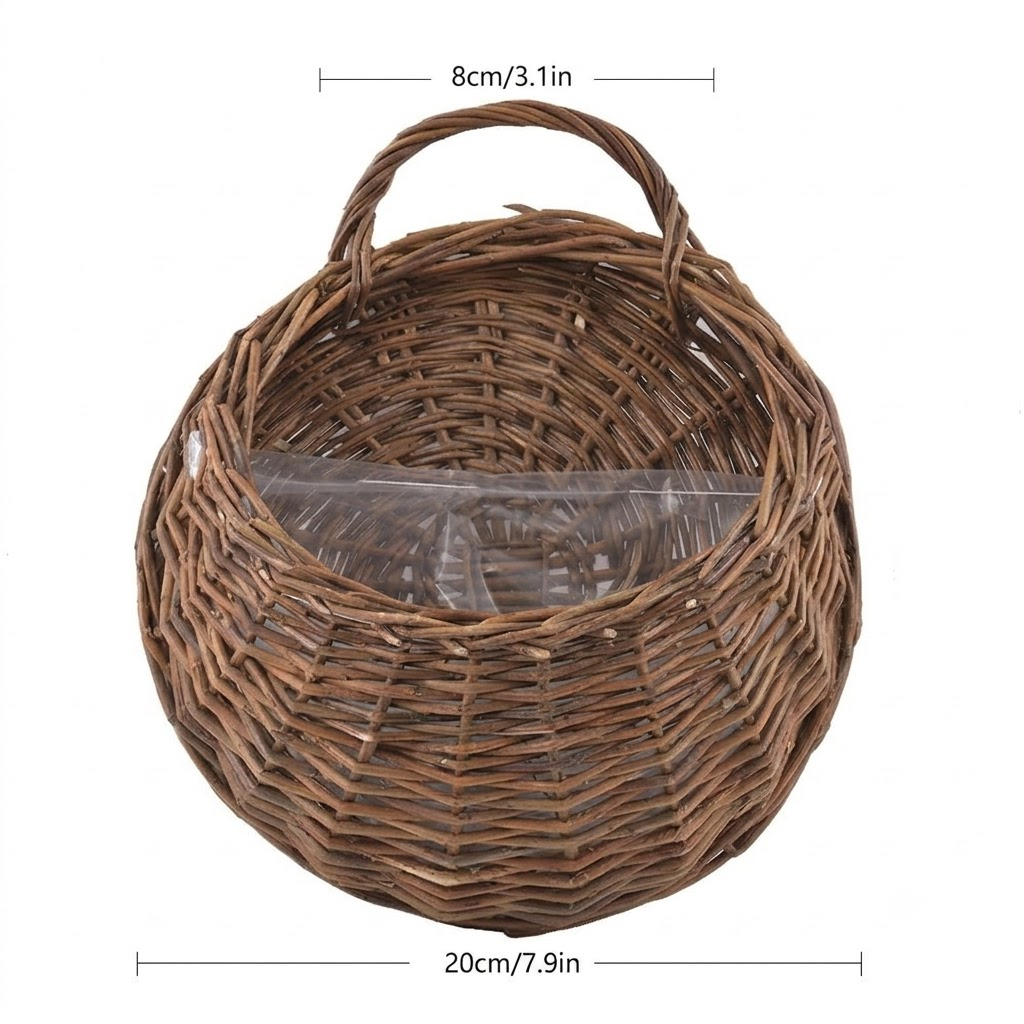 Handwoven Rattan Hanging Wall Planter for Indoor and Outdoor Decor
