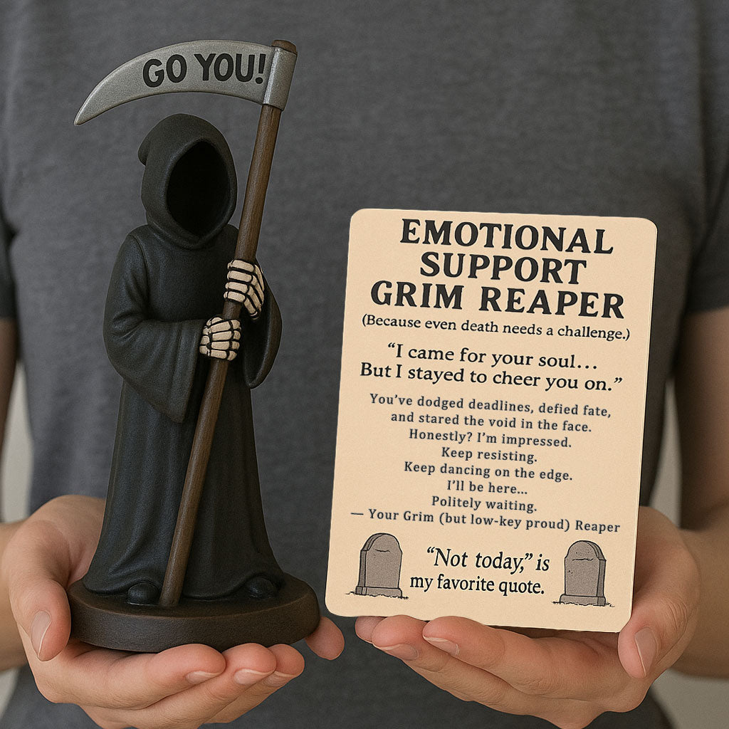 Grim Reaper Cat Figurine - Gothic Resin Desk Decor & Cat Lover Gift
