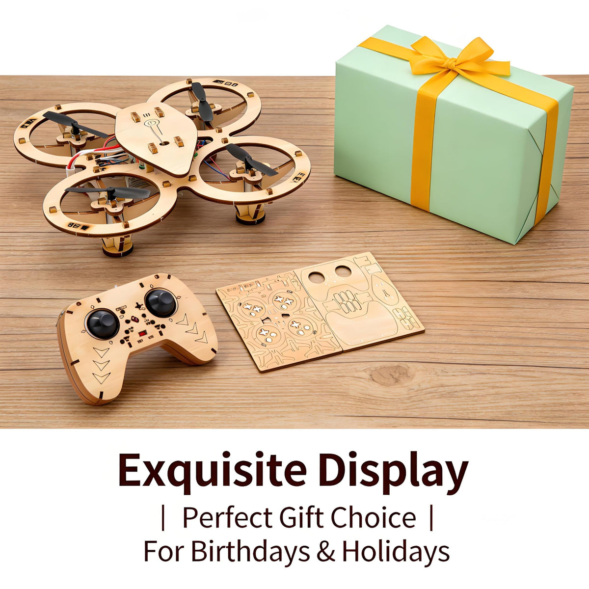 DIY Wooden RC Drone Kit – STEM Building Toy for Teens & Adults