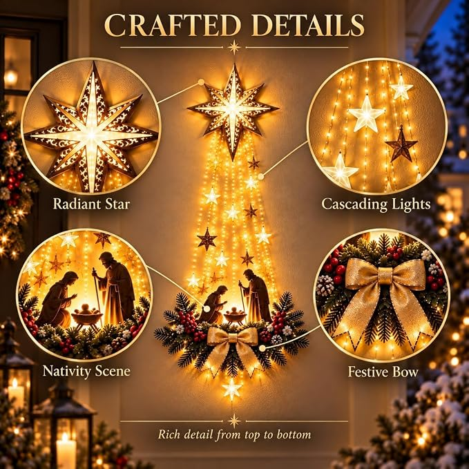 Lighted Nativity Christmas Wall Decor with Bethlehem Star