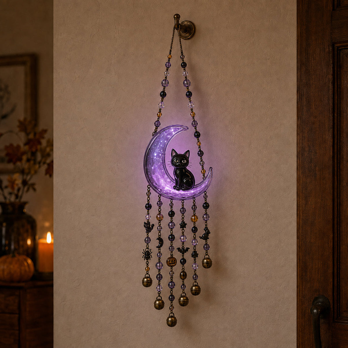 Lighted Halloween Beaded Wind Chime Collection