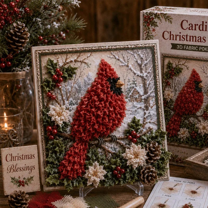 DIY 3D Christmas Fabric Poke Art Kit with Display Stand