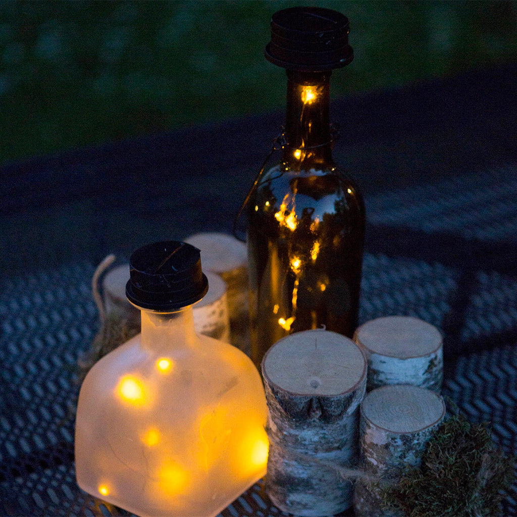 Solar Bottle Lantern Kit Set of 2 – Amber LED Hanging & Tabletop Lights
