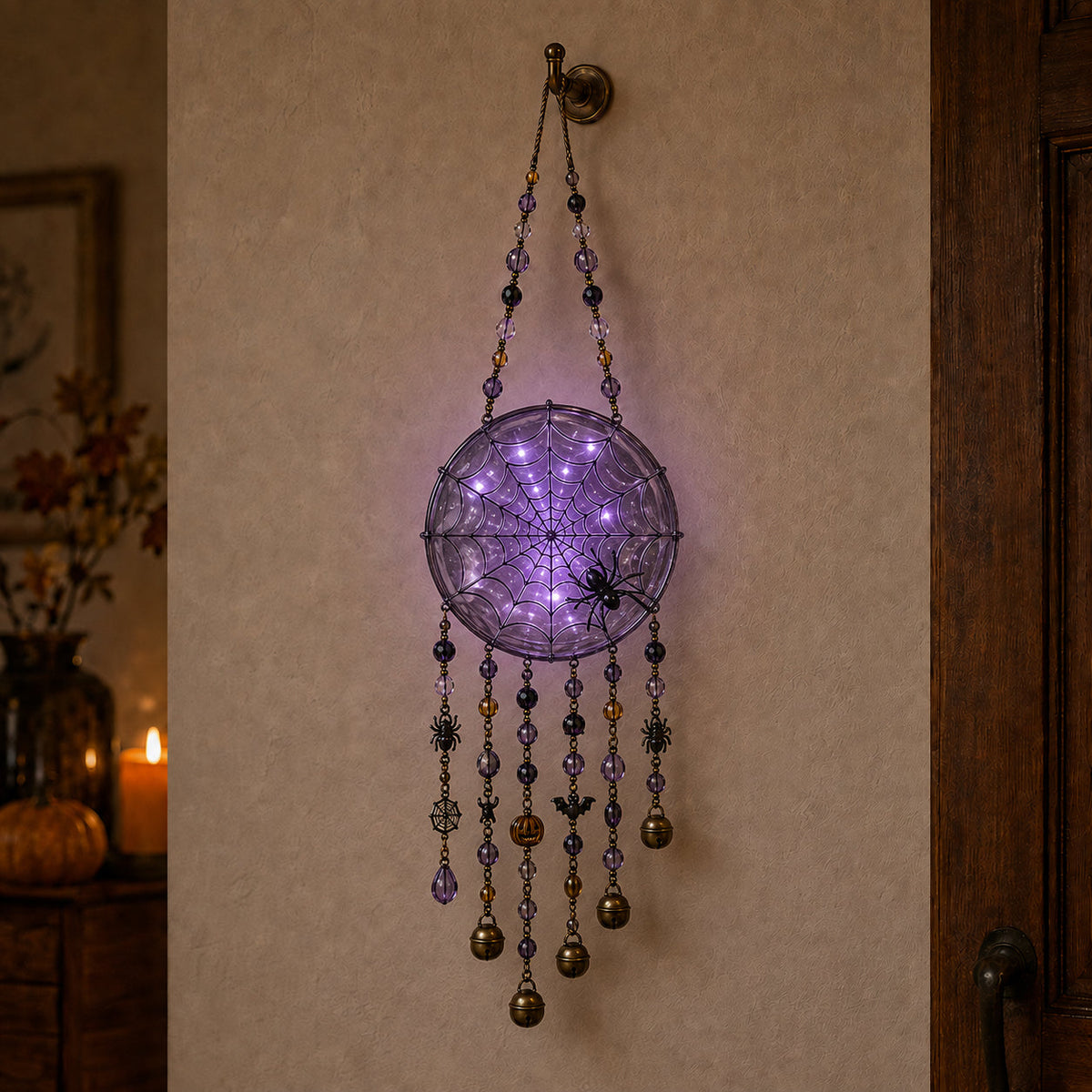 Lighted Halloween Beaded Wind Chime Collection