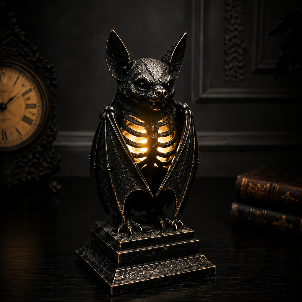 Halloween Bat & Raven LED Light, Gothic Tabletop Decoration
