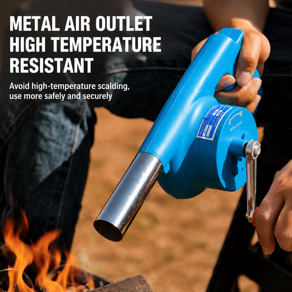 Hand Crank BBQ Blower for Charcoal Grill, Portable Fire Starter Tool