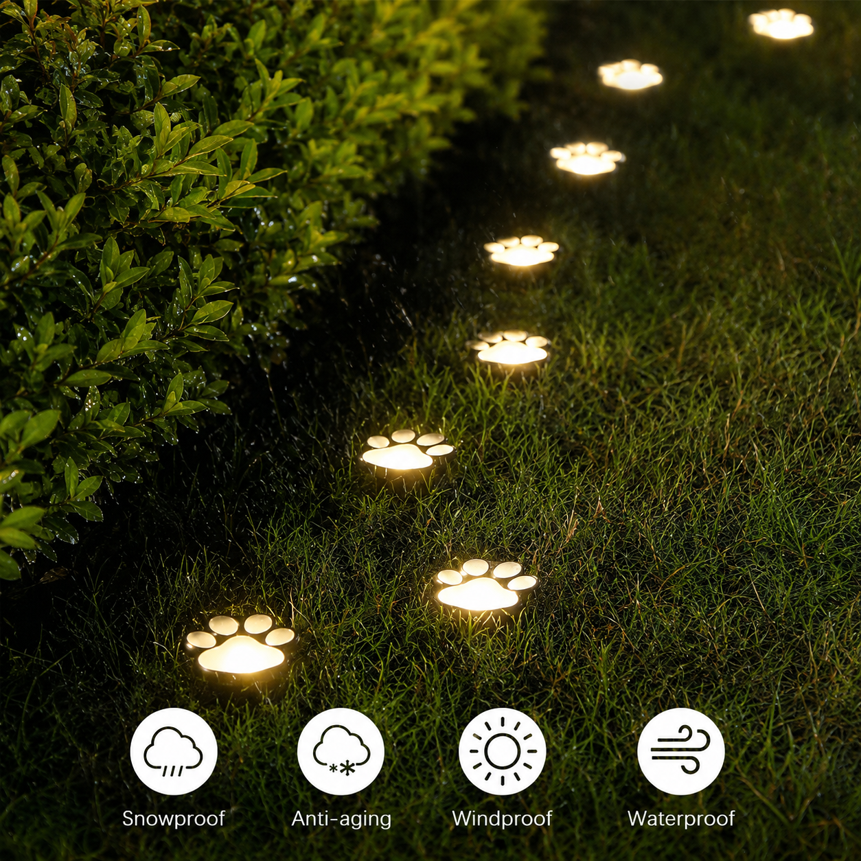LED Solar Paw Print Light Waterproof for Garden Lawn Patio