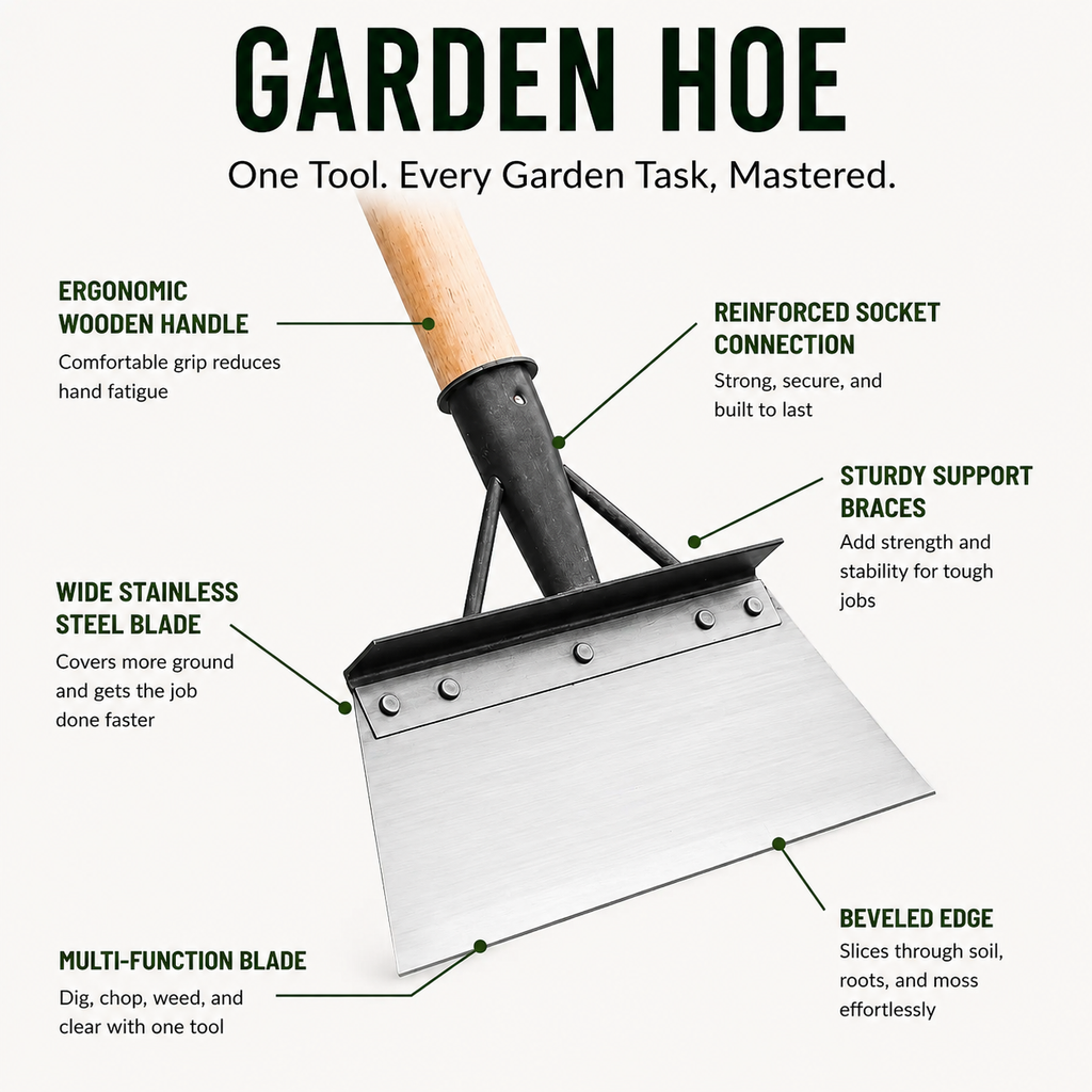 Stainless Steel Garden Hoe Scraper for Weeds Moss and Soil