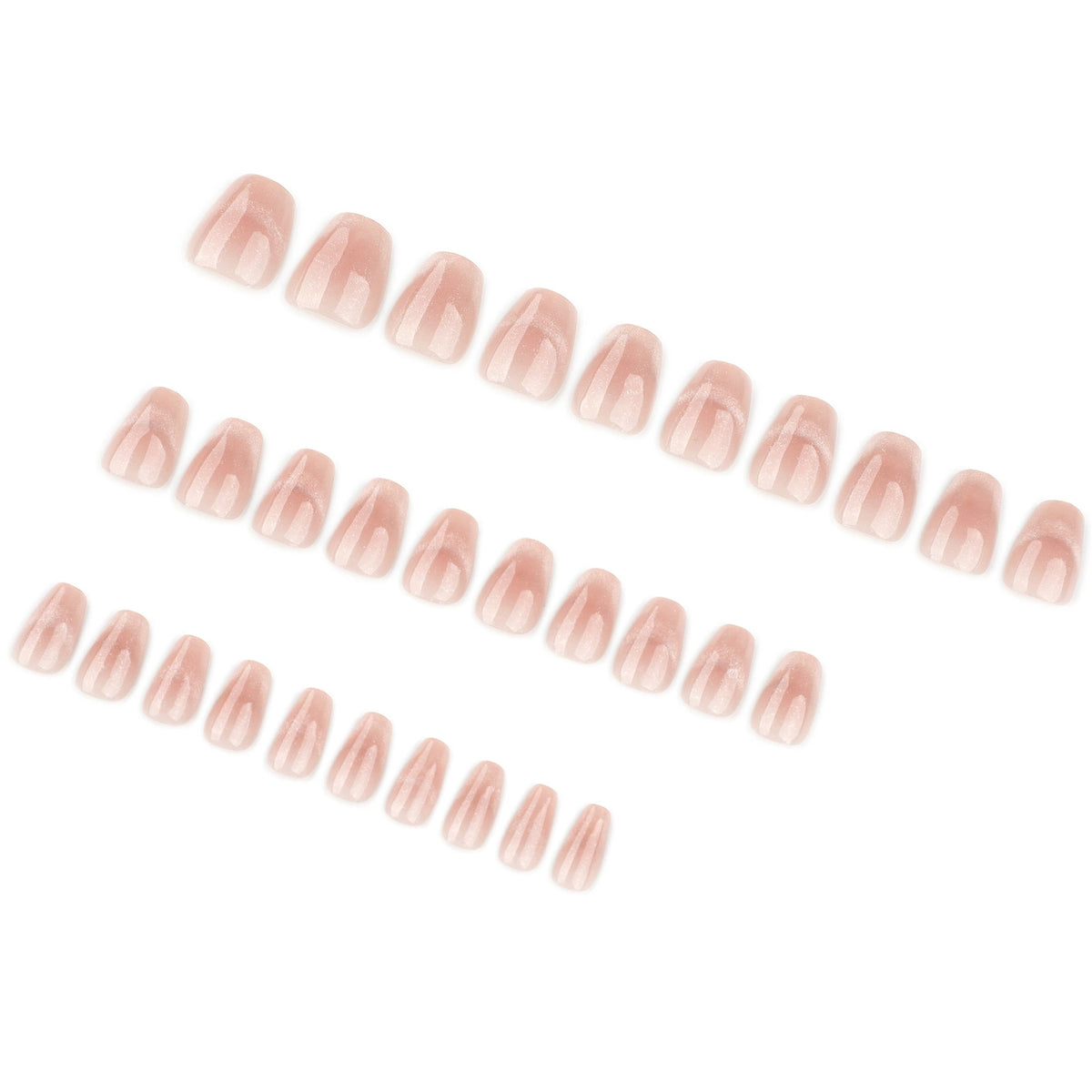 Blush Pink Cat Eye French Short Square Press On Nails | 30 Count