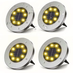 4 Pack Solar Ground Lights – 8 LED Waterproof Outdoor Solar Pathway & Garden Lights