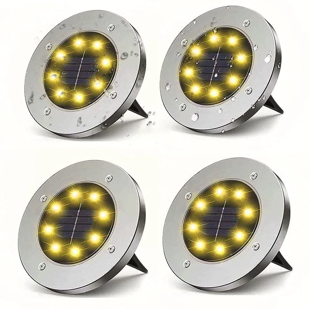 4 Pack Solar Ground Lights – 8 LED Waterproof Outdoor Solar Pathway & Garden Lights