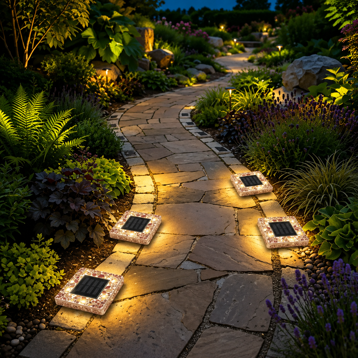 Waterproof Solar LED Mosaic Disk Design Lights For Pathway Decoration