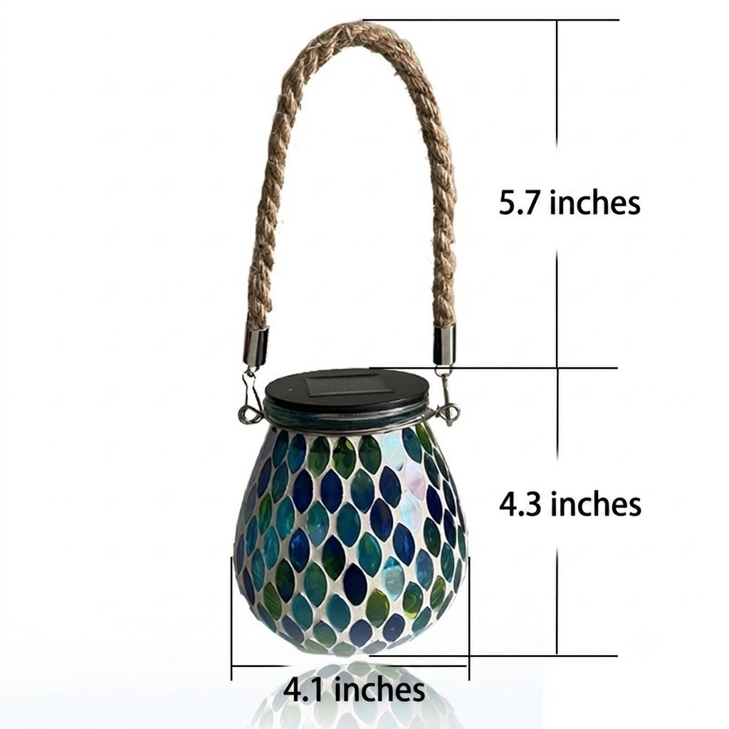 Solar Stained Glass Garden Light, Colorful Mosaic Outdoor Landscape Lamp