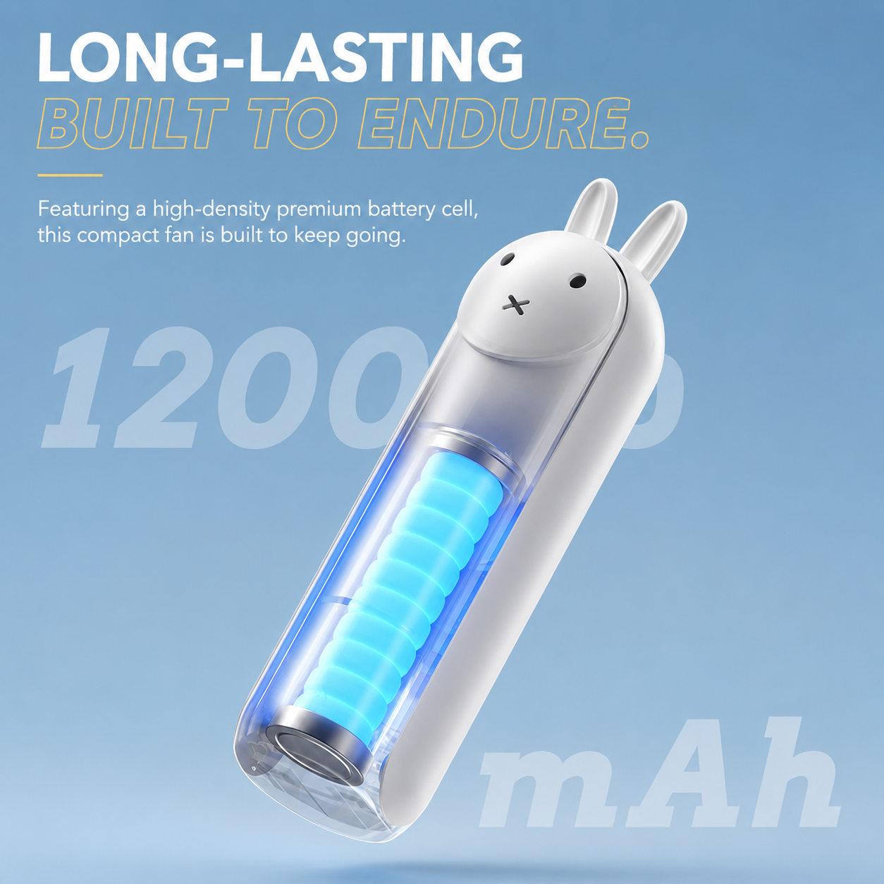 Mini Handheld Fan 1200mAh USB Rechargeable Quiet Portable Fan