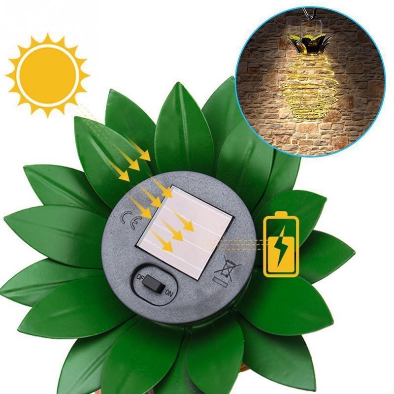 Solar Pineapple Hanging Lantern, Warm White LED Outdoor Garden Light