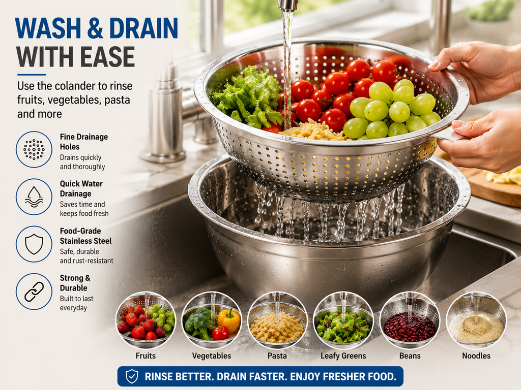 3-in-1 Stainless Steel Grater Bowl with Colander