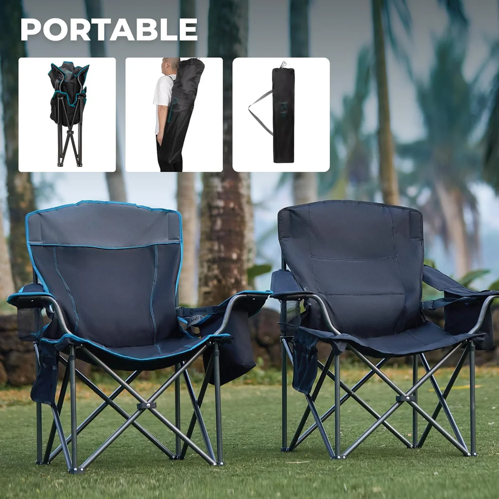 Oversized Outdoor Camping Chair – Heavy Duty 550lb Capacity with Lumbar Support
