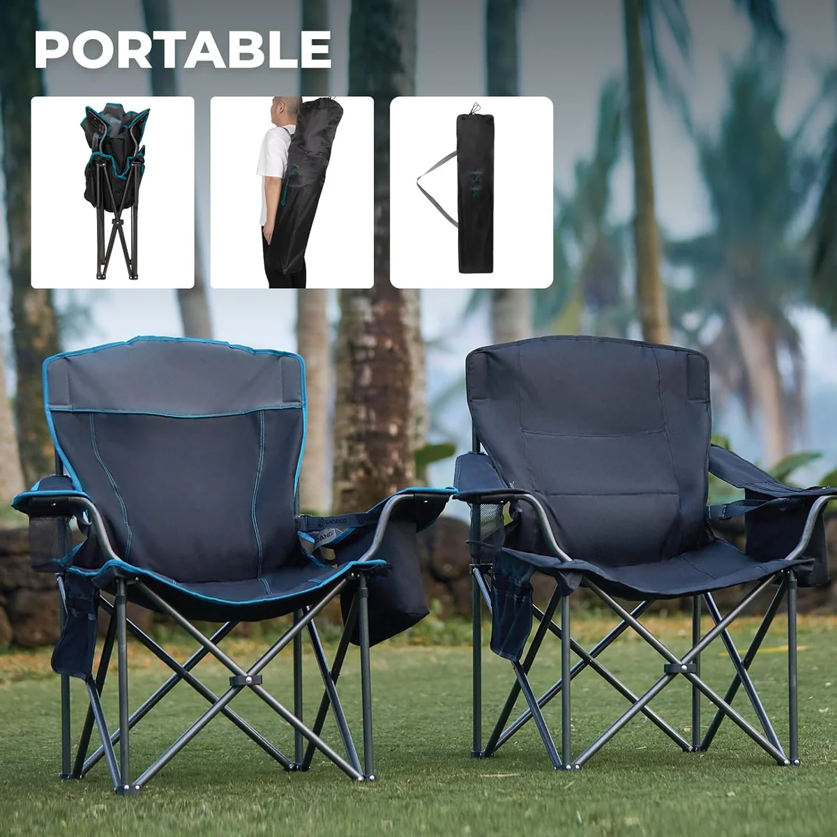 Oversized Outdoor Camping Chair – Heavy Duty 550lb Capacity with Lumbar Support