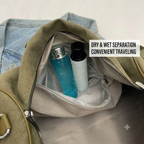 Canvas Travel Duffle Bag with Dry Wet Separation and Adjustable Shoulder Strap