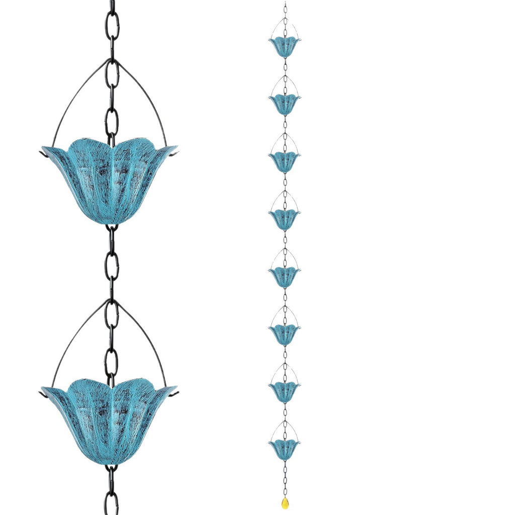 Lotus Cup Rain Chain for Gutters, Decorative Metal Downspout Replacement