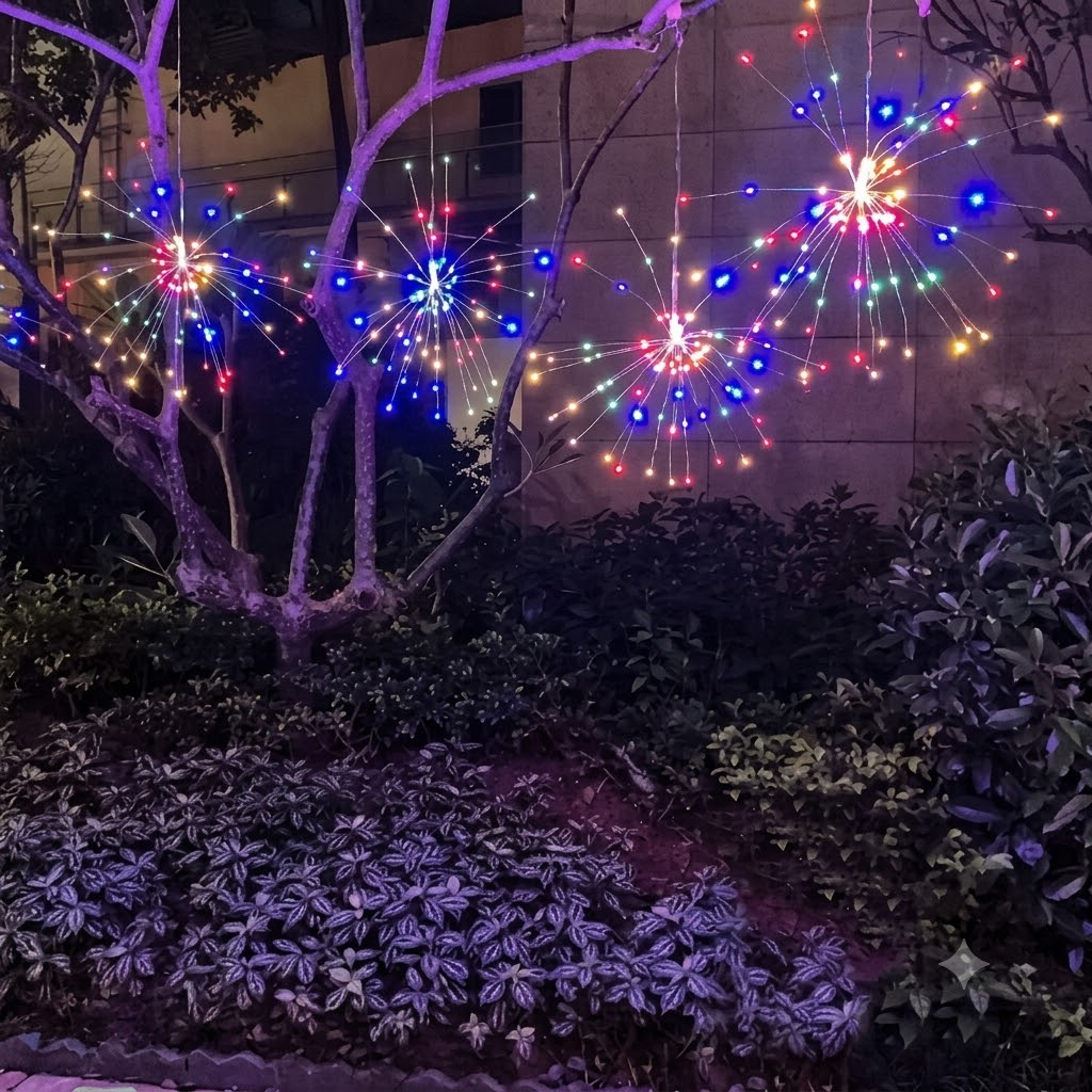 Solar Firework Lights Outdoor, Set of 4 Solar Garden Lights with 240 LEDs and Remote