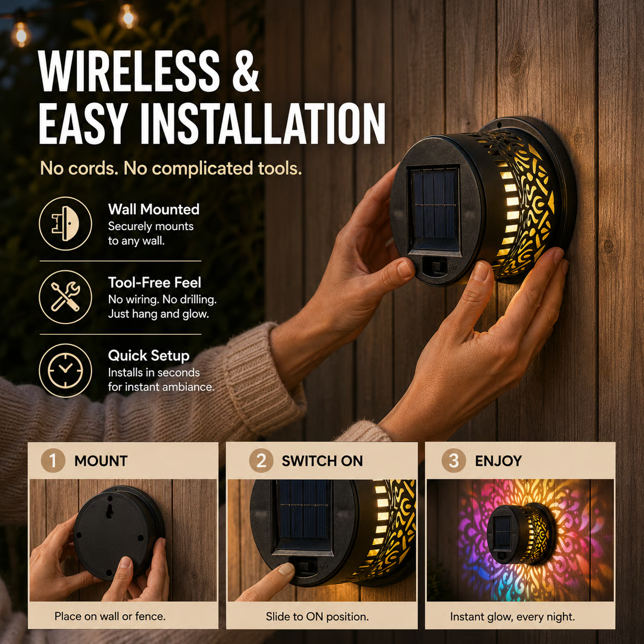 Solar Mandala Garden Light for Patio and Outdoor Decor