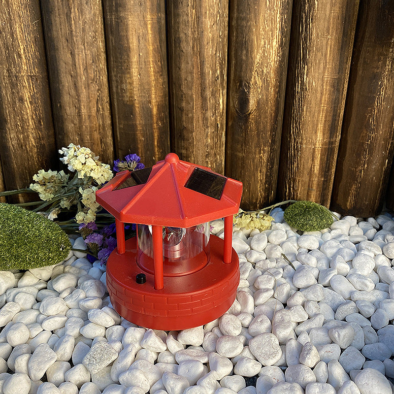 Solar Powered Rotating Lighthouse LED Garden Light Waterproof Outdoor Decor