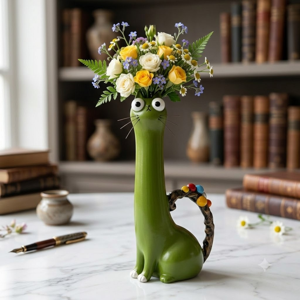 Cat Shaped Vase – Cute Cat Flower Vase for Home Decor