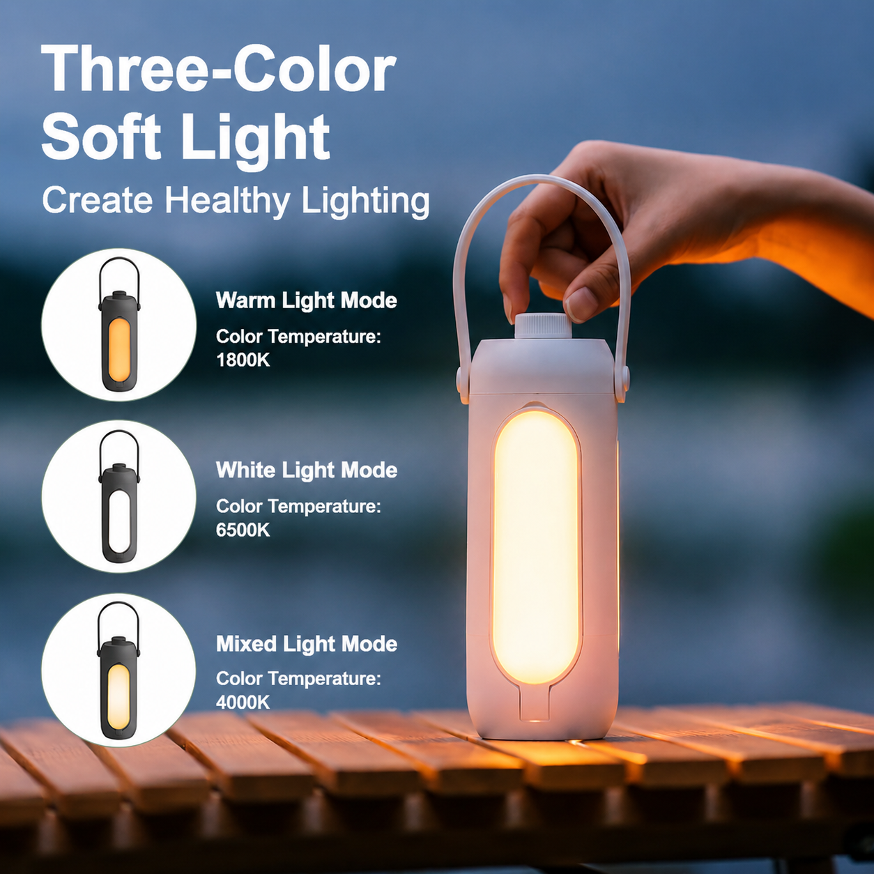 Rechargeable Camping Lantern with 10000mAh Power Bank & 360° LED Light