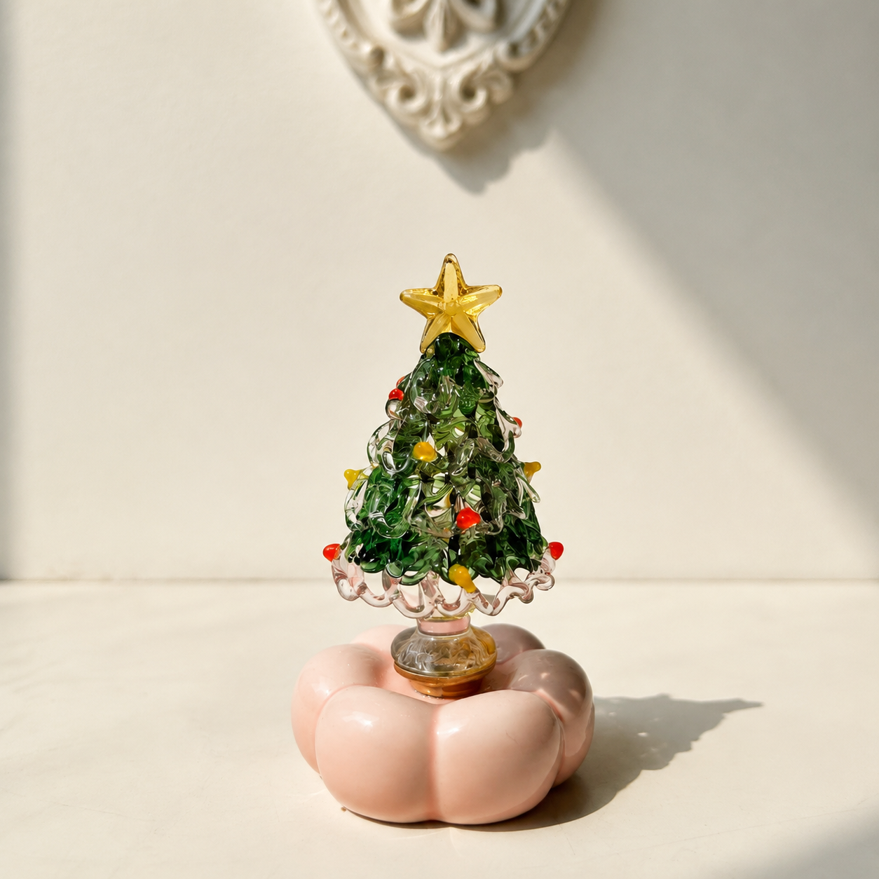 Handmade Jingdezhen Glazed Christmas Tree Decoration with Rotating Design