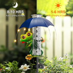 Rain Gauge Outdoor - Frog Rain Gauge with LED Solar Lights, Metal Water Gauge for Yard Garden Decor