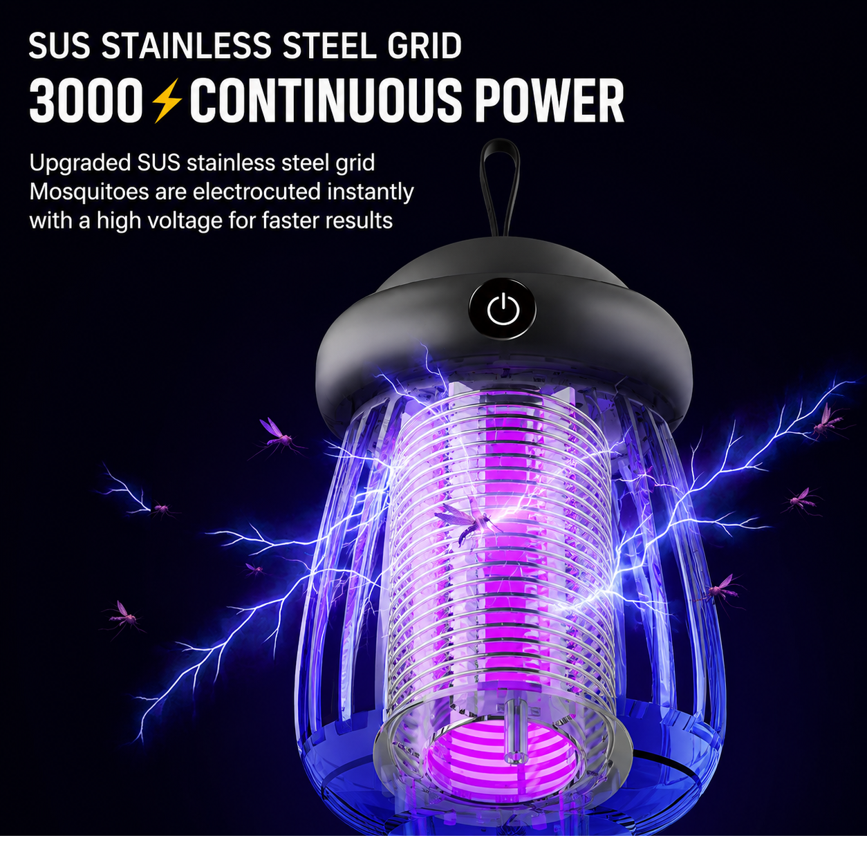 Portable Mosquito Zapper Lamp USB Rechargeable UV Light for Indoor Outdoor Use