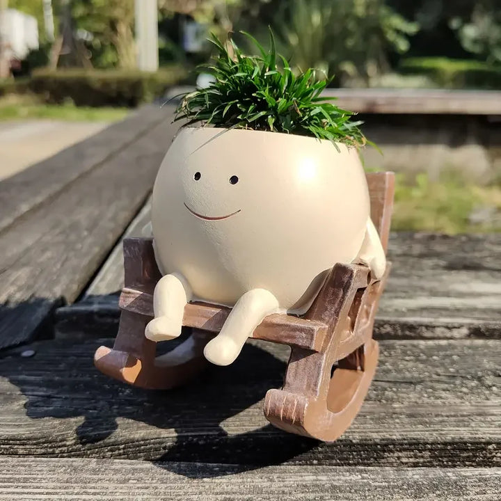 Smiley Face Hanging Planter Pot Rocking Chair Planter