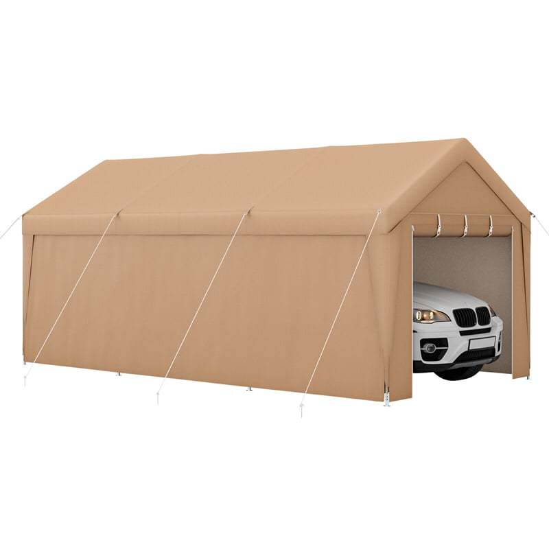 10x20 FT Heavy Duty Carport Canopy with Sidewalls & Doors