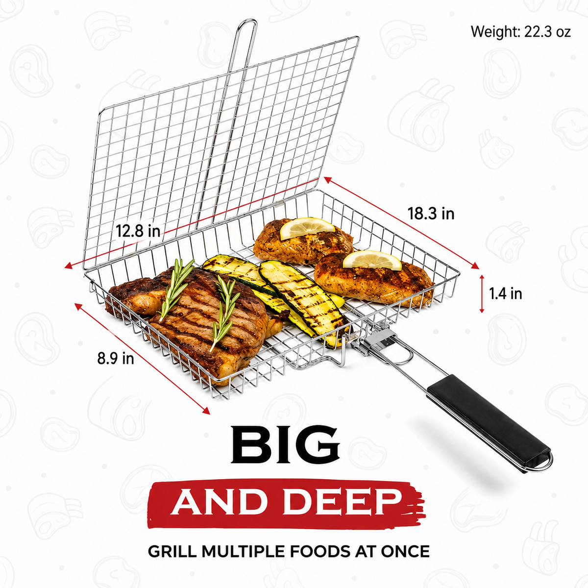 Stainless Steel BBQ Grill Basket with Locking Handle