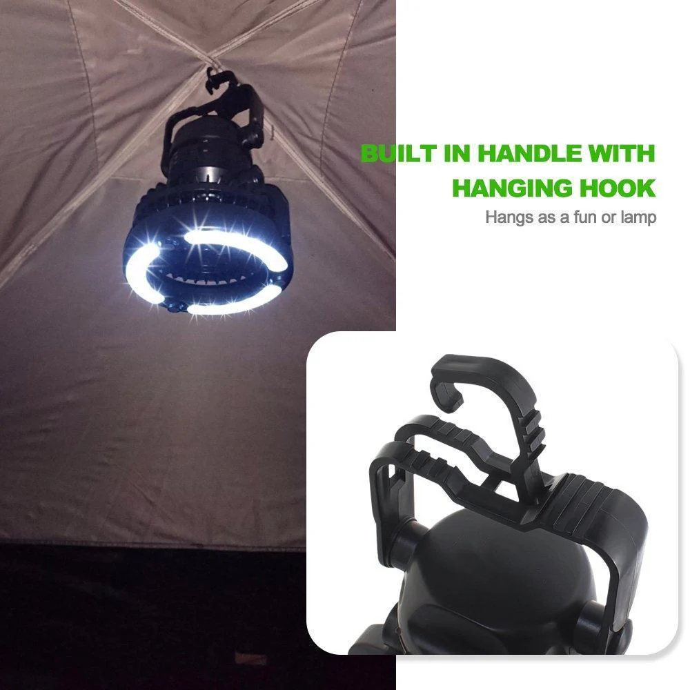 Portable Camping Fan with LED Light | Battery Powered Outdoor Fan