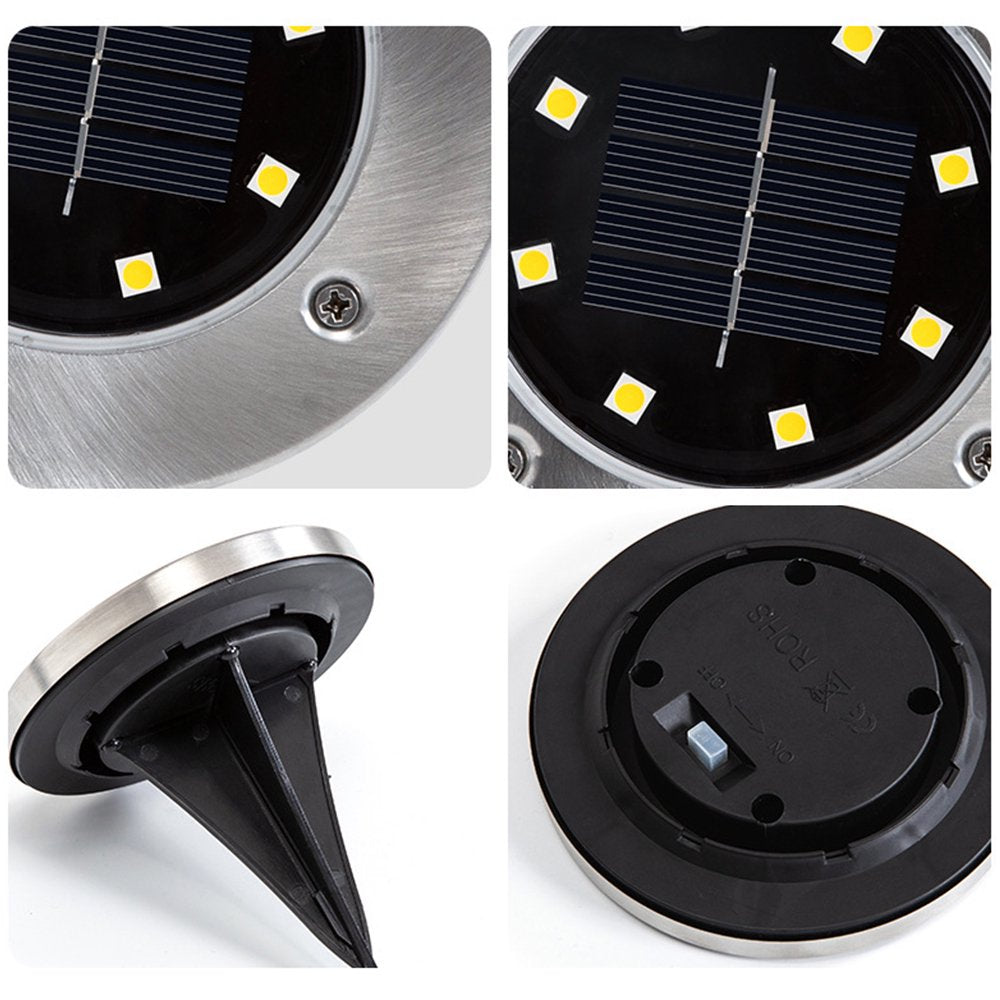 4 Pack Solar Ground Lights – 8 LED Waterproof Outdoor Solar Pathway & Garden Lights