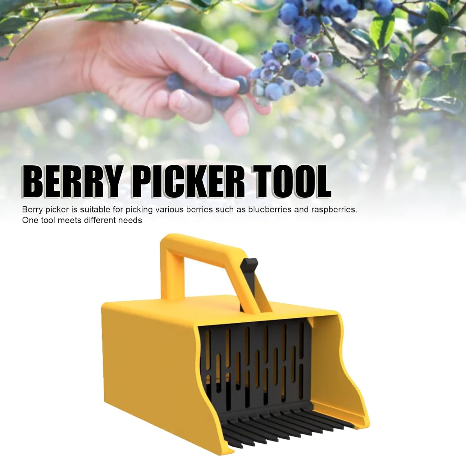 Handheld Berry Picker with Built-In Comb & Collection Box