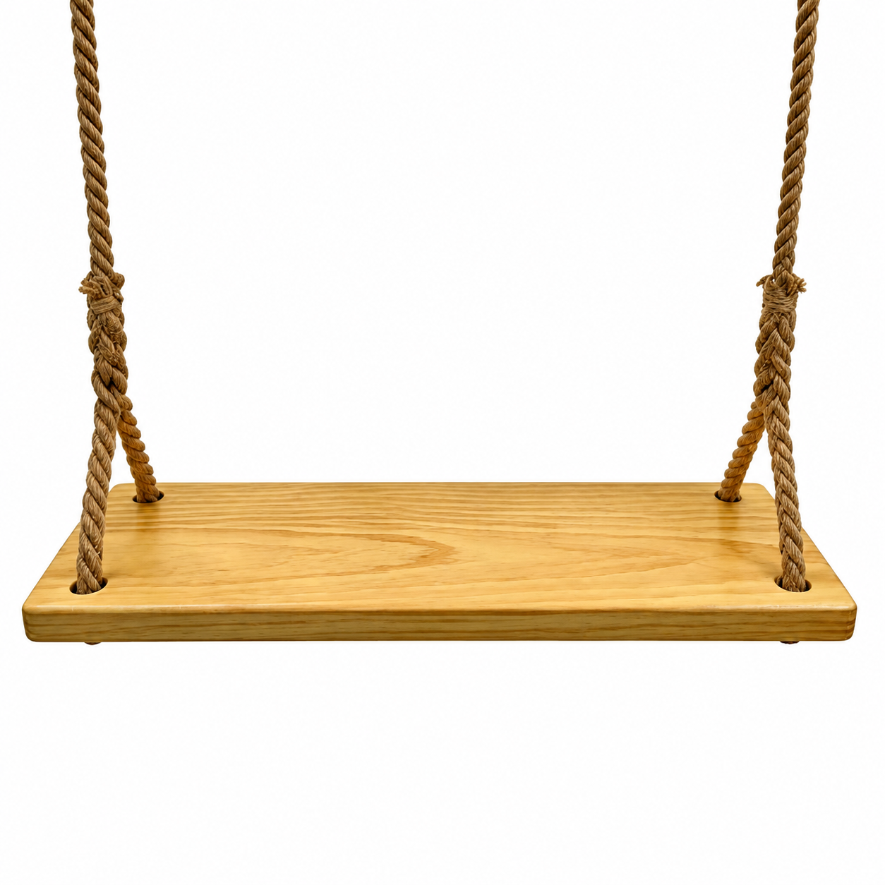 Solid Wood Swing Seat with Hemp Rope, Outdoor Tree Swing Kit