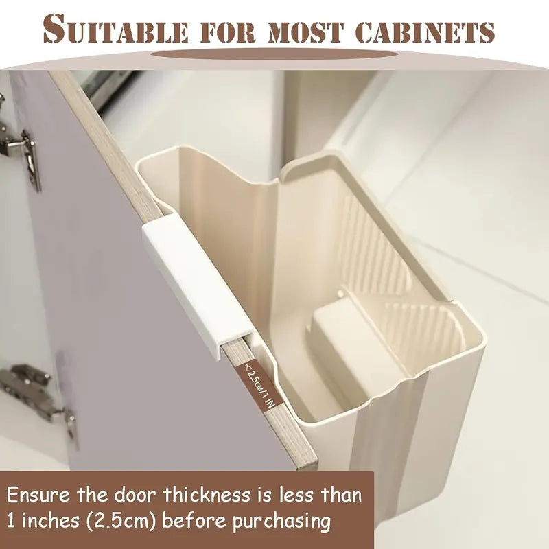 Foldable Hanging Kitchen Trash Can for Cabinet Doors