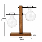 Glass Vase with Wooden Stand, Decorative Tabletop Flower Vase